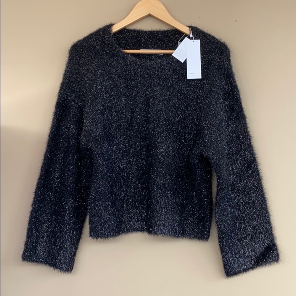 NEW • Vince • Boxy Metallic Slouchy Sweater Black - Picture 6 of 8